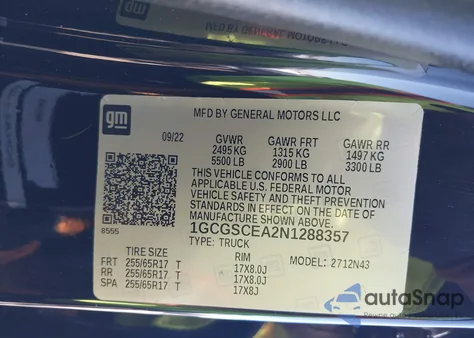 2022 Chevrolet Colorado 2Wd Short Box Lt из США, поврежденный, VIN 1GCGSCEA2N1288357